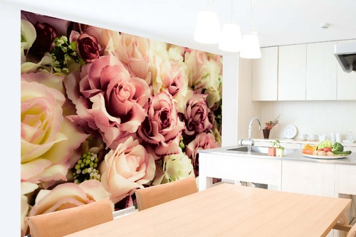 Vlies Fototapete - Rosafarbene Blumen 375 x 250 cm